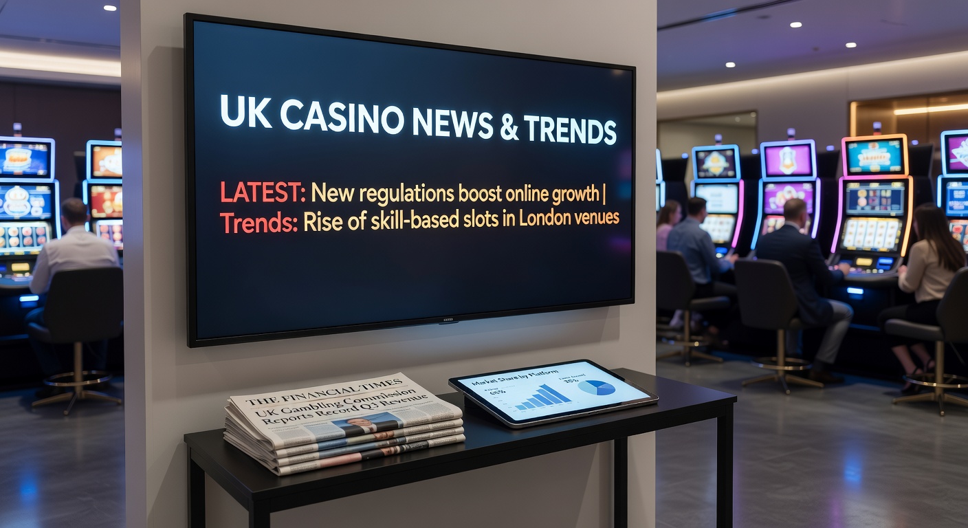 Illustration of gaming machines in a land-based casino venue with UK Gambling Commission oversight symbols