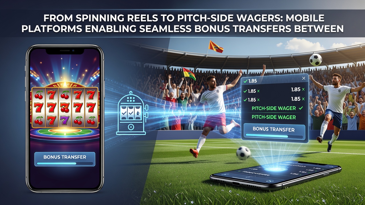 Smartphone displaying seamless transfer of bonus funds from casino table to live sports betting interface