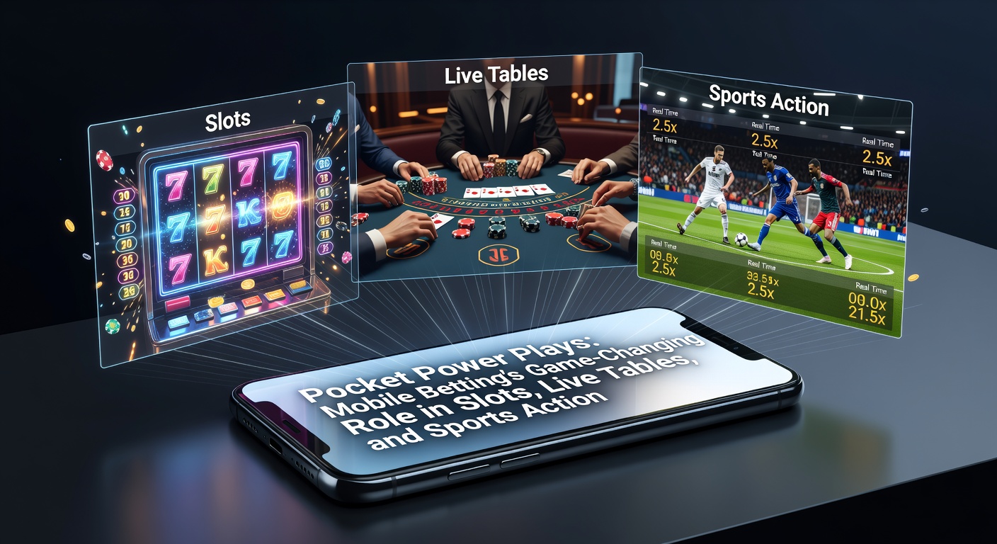 Smartphone displaying a vibrant mobile betting app with slots spinning, live dealer table, and sports odds updating in real-time