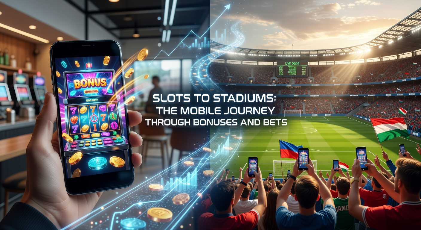 Smartphone screen showing vibrant slot reels morphing into a live soccer stadium feed with bonus overlays