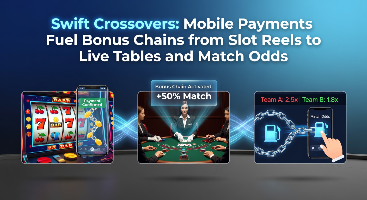 Illustration of a smartphone screen displaying slot reels transitioning to live roulette table and soccer match odds via swift payment icons