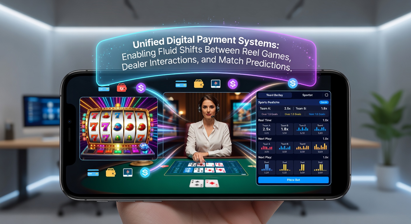 Mobile device displaying seamless transitions between slot games, live dealer tables, and sports betting interfaces with unified payment options