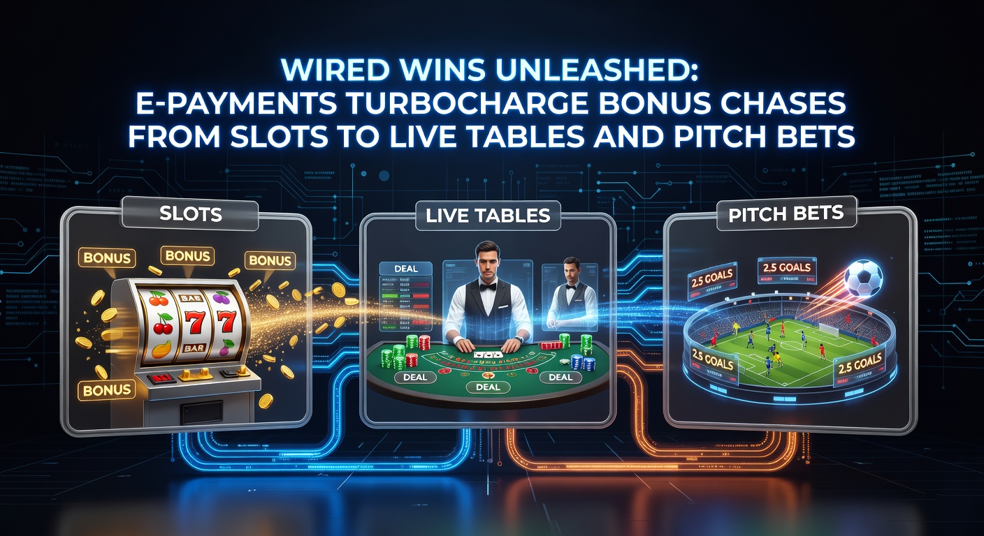 Dynamic split-screen of a player using e-wallet to transfer winnings from colorful slot reels to a live dealer roulette wheel and a Premier League betting odds display